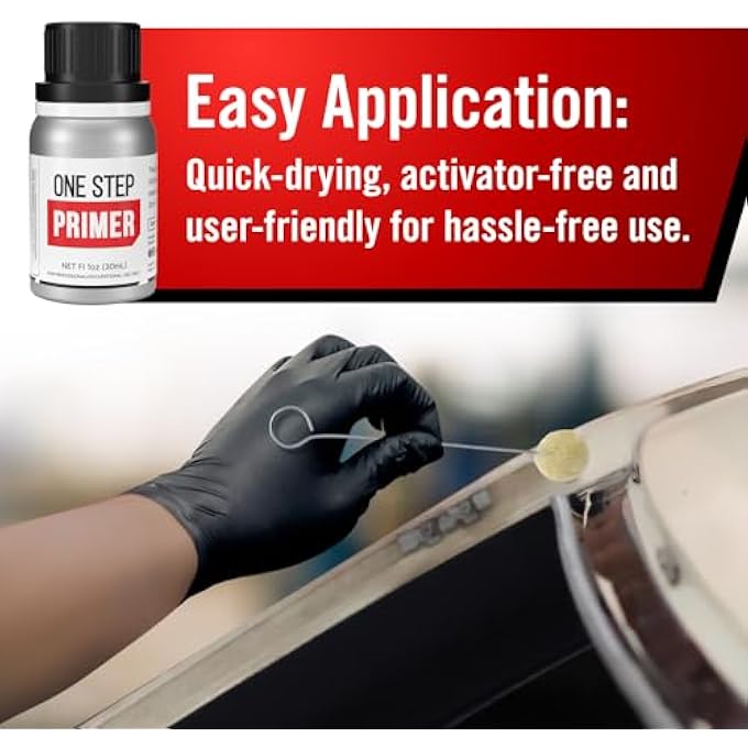Berkland WINDSHIELD PRIMER - IDEAL FOR WINDSHIELD REPLACEMENT - PROMOTES ADHESION OF URETHAN ADHESIVE/SEALANTS - UV RESISTANT - FAST DRYING, NO ACTIVATOR - INCL. 2 DAUBERS AND GLOVES - BLACK - 30 ML / 1 FL OZ - Image 4